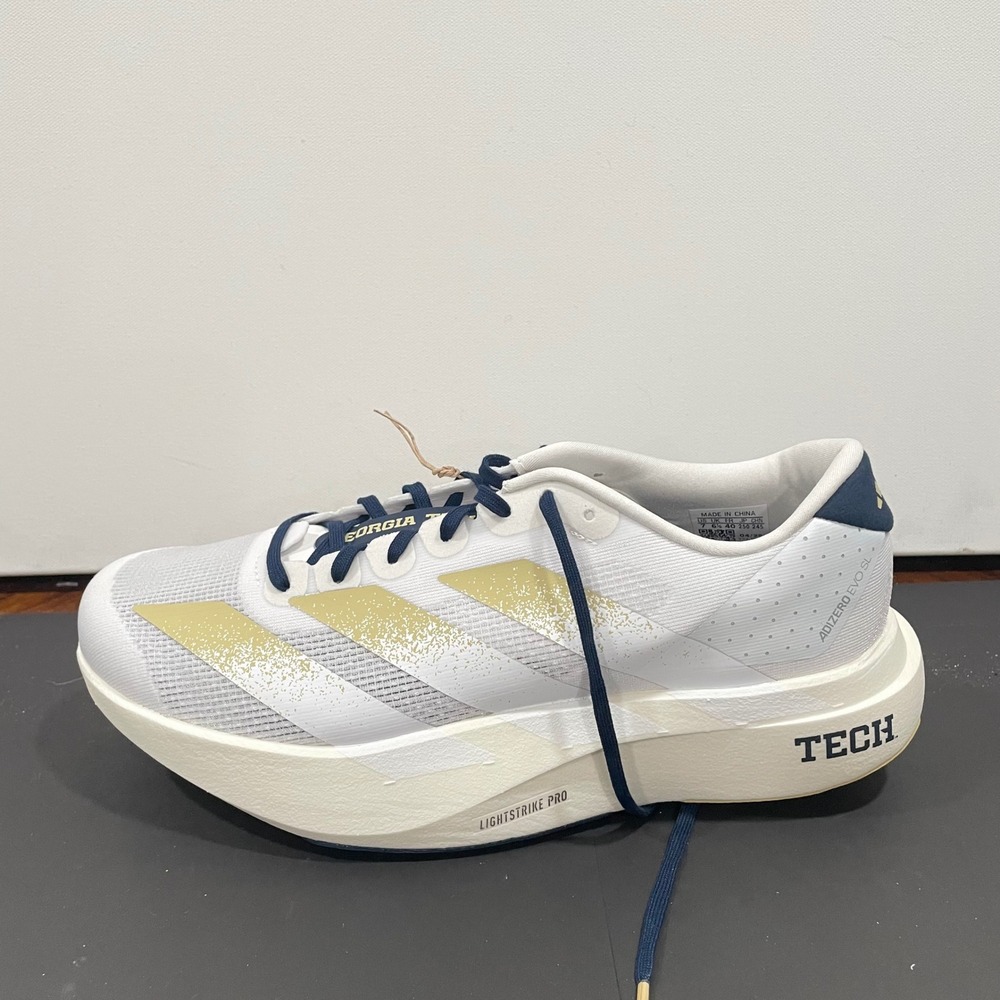 Adidas Adizero Evo SL Georgia Tech Yellow Jackets White Gold Navy JQ4577 Mens 7